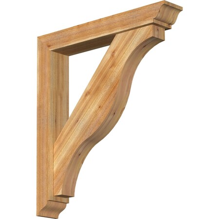 Ekena Millwork Funston Traditional Rough Sawn Bracket w/ Offset Brace, Western Red Cedar, 6"W x 36"D x 40"H BKT0604X36X40FST01RWR